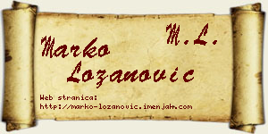 Marko Lozanović vizit kartica